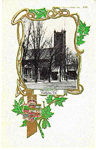 Methodist Church, Burlington, Ont., -- Exterior: small picture with maple leaf border; postmarked July 15, 1906