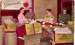 Biggs Fruit -- Painting of 4 women at fruit stand; postmarked December 5, 1909