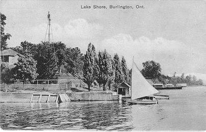 Lake Shore, Burlington, Ont. -- view of a sailboat; postmarked February (?) 1, 1910