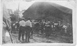First Burlington Contingent of Volunteers, about to leave the old drill shed on Water St.; dated 1914