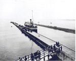 Burlington Bay Canal, Passenger boat docking at the pier, ca 1899