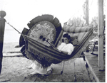 Stella Suitgel relaxing at the cottage, Burlington Beach, ca 1903
