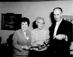 Burlington Historical Society  President  Florence Meares with Mary Wright and Bob Lansdale, 1987