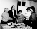 Burlington Historical Society President Florence Meares with Bob Lansdale, Mary Wright and 2 unidentified persons, 1987