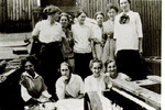 Ten unidentified women employees, W.T. Glover Basket Factory, Freeman, ca 1915