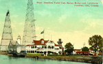 Royal Hamilton Yacht Club, Swing Bridge, Lighthouse and Cataract Power towers, ca 1900