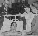 Bullock Family -- T.A. Bullock wounded in France in World War II; T.A. Bullock, Mr. & Mrs. E.E. Bullock (parents) and Miss Marie Vickers