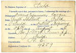 Certificat de mariage de / Marriage certificate of Dollard Lajeunesse & Yvette Thibert