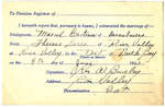 Certificat de mariage de / Marriage certificate of Marcel Croteau & Thérèse Serré