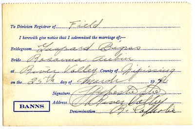 Certificat de mariage de / Marriage certificate of Gaspard Bigras & Rosanna Aubin