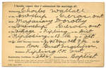 Certificat de mariage de / Marriage certificate of Charles Wallace & Majanary Dorothy
