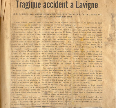 Accident tragique à Lavigne