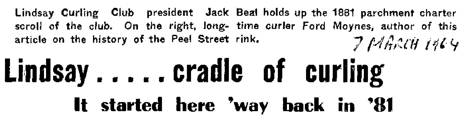 Lindsay... cradle of curling - 7 March 1964