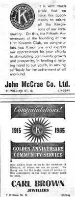 Congratulations Kiwanis - 19 January 1965