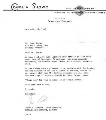 Correspondence - 17 September 1965