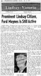 Prominent Lindsay Citizen, Ford Moynes is still active - 18 July 1970