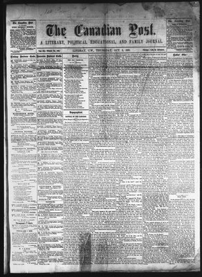 Canadian Post (Lindsay, ONT), 3 Oct 1861