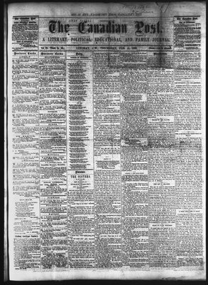 Canadian Post (Lindsay, ONT), 13 Feb 1862