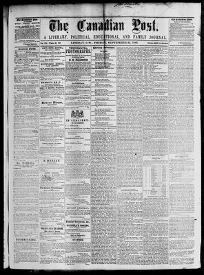 Canadian Post (Lindsay, ONT), 22 Sep 1865