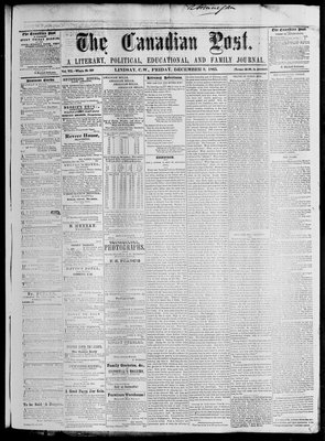 Canadian Post (Lindsay, ONT), 8 Dec 1865