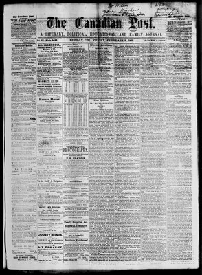 Canadian Post (Lindsay, ONT), 9 Feb 1866