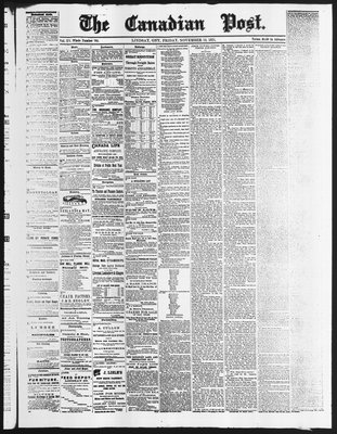 Canadian Post (Lindsay, ONT), 13 Nov 1874