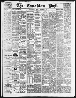 Canadian Post (Lindsay, ONT), 4 Dec 1874