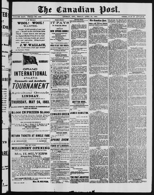 Canadian Post (Lindsay, ONT), 27 Apr 1883