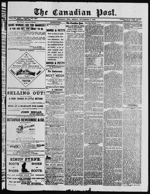 Canadian Post (Lindsay, ONT), 9 Nov 1883