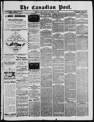 Canadian Post (Lindsay, ONT), 16 Nov 1883