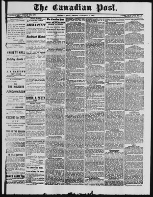 Canadian Post (Lindsay, ONT), 4 Jan 1884