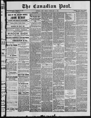 Canadian Post (Lindsay, ONT), 8 Feb 1884