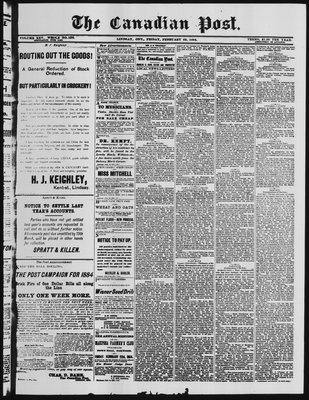 Canadian Post (Lindsay, ONT), 22 Feb 1884