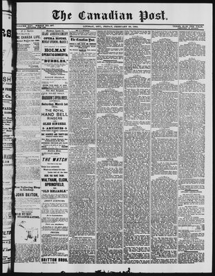 Canadian Post (Lindsay, ONT), 29 Feb 1884