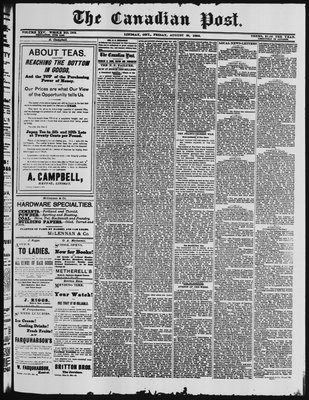 Canadian Post (Lindsay, ONT), 29 Aug 1884