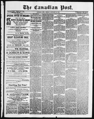 Canadian Post (Lindsay, ONT), 23 Jan 1885