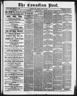 Canadian Post (Lindsay, ONT), 26 Jun 1885