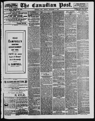 Canadian Post (Lindsay, ONT), 3 Dec 1886