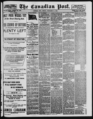 Canadian Post (Lindsay, ONT), 10 Dec 1886