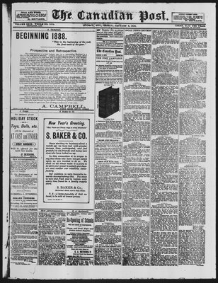 Canadian Post (Lindsay, ONT), 6 Jan 1888