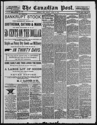 Canadian Post (Lindsay, ONT), 13 Apr 1888