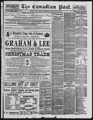 Canadian Post (Lindsay, ONT), 14 Dec 1888