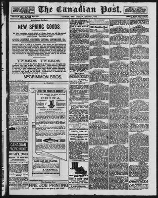 Canadian Post (Lindsay, ONT), 8 Mar 1889