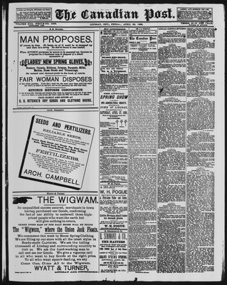 Canadian Post (Lindsay, ONT), 26 Apr 1889