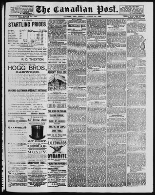 Canadian Post (Lindsay, ONT), 30 Aug 1889