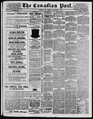 Canadian Post (Lindsay, ONT), 8 Nov 1889