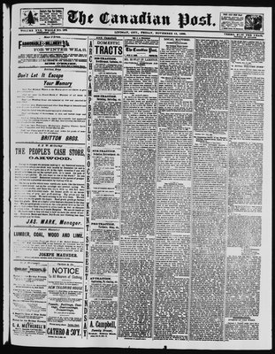 Canadian Post (Lindsay, ONT), 15 Nov 1889