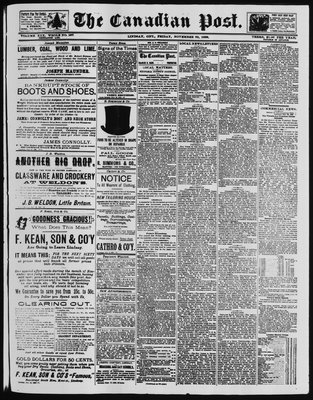 Canadian Post (Lindsay, ONT), 29 Nov 1889