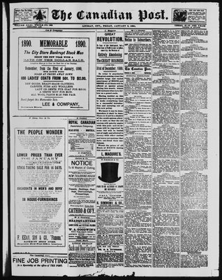 Canadian Post (Lindsay, ONT), 3 Jan 1890