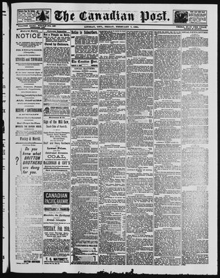 Canadian Post (Lindsay, ONT), 7 Feb 1890